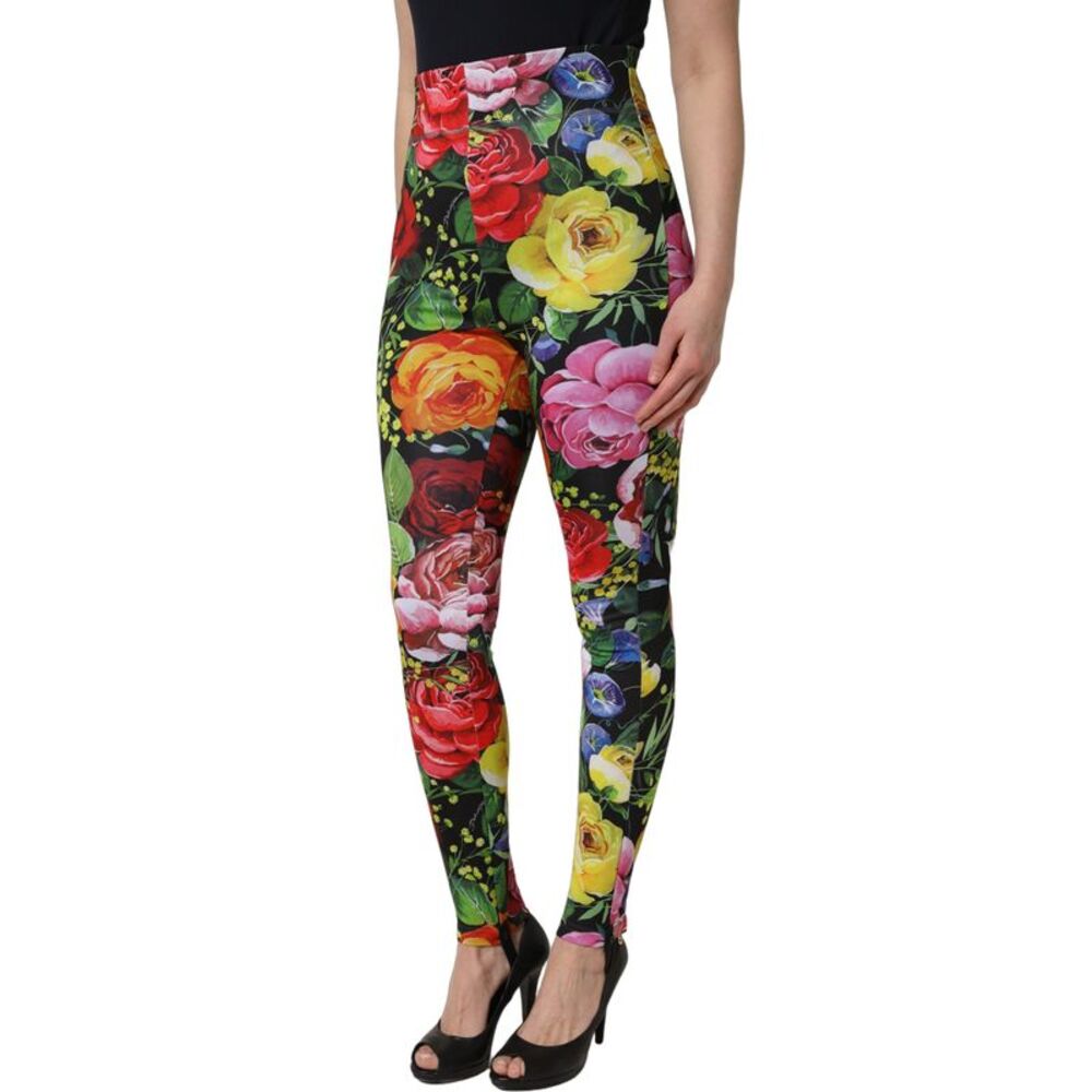 Dolce & Gabbana Multicolor Floral Stretch Jersey Leggings Women's Pants - Picture 2 of 5